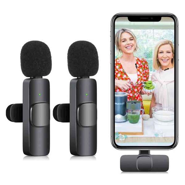 K9 Dual Wireless Microphone – Compatible with iPhone & Android